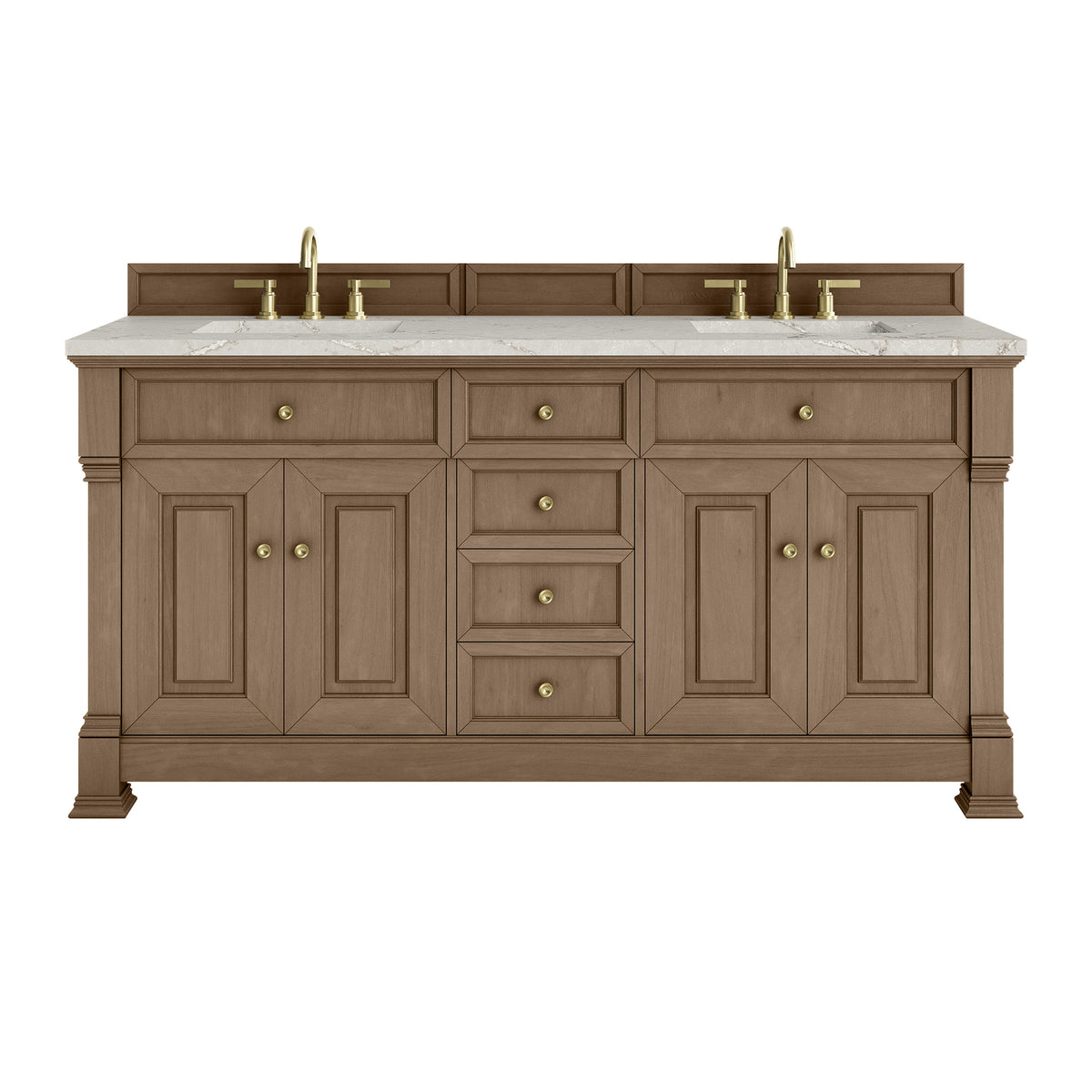72" Brookfield Double Vanity, Pecan with Victorian Silver Top