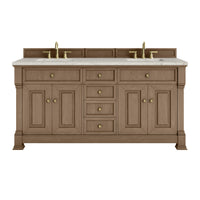 72" Brookfield Double Vanity, Pecan with Victorian Silver Top