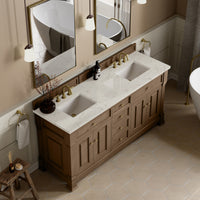 72" Brookfield Double Vanity, Pecan with Victorian Silver Top