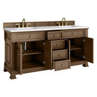 72" Brookfield Double Vanity, Pecan with White Zeus Top