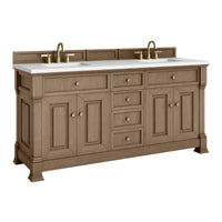 72" Brookfield Double Vanity, Pecan with White Zeus Top