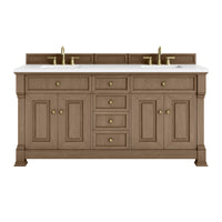 72" Brookfield Double Vanity, Pecan with White Zeus Top
