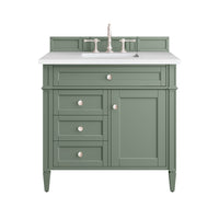 36" Brittany Single Bathroom Vanity, Smokey Celadon w/ White Zeus Quartz Top
