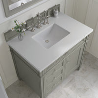 36" Brittany Single Bathroom Vanity, Urban Gray w/ White Zeus Quartz Top