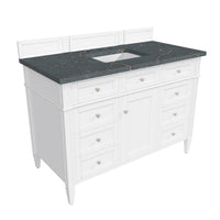 Brittany 48" Single Vanity, Bright White w/ 3 CM Parisien Bleu Silestone Top w/FreePower Wireless Charger