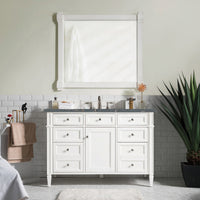 Brittany 48" Single Vanity, Bright White w/ 3 CM Parisien Bleu Silestone Top w/FreePower Wireless Charger