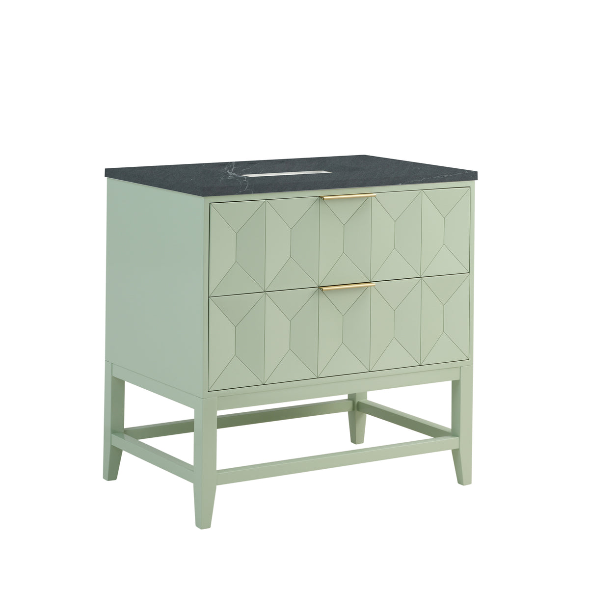 36" Emmeline Single Vanity, Pistachio with Charcoal Soapstone Top