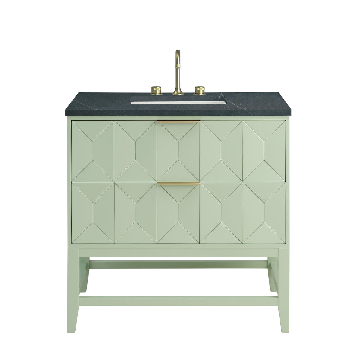 36" Emmeline Single Vanity, Pistachio with Charcoal Soapstone Top