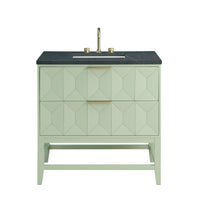 36" Emmeline Single Vanity, Pistachio with Charcoal Soapstone Top