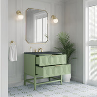 36" Emmeline Single Vanity, Pistachio with Charcoal Soapstone Top