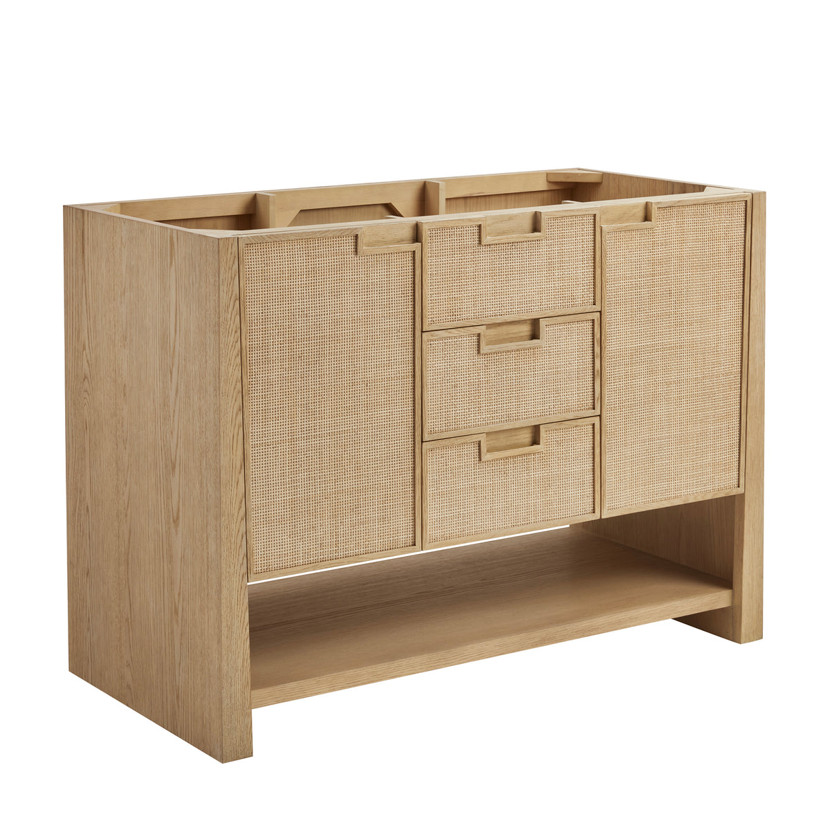 48" Solene Single Vanity, Seaside Oak with Eternal Marfil Top
