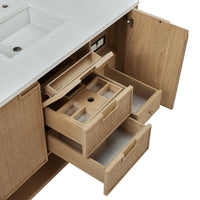 48" Solene Single Vanity, Seaside Oak with Eternal Marfil Top