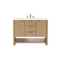 48" Solene Single Vanity, Seaside Oak with White Zeus Top