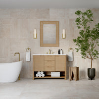 48" Solene Single Vanity, Seaside Oak with White Zeus Top