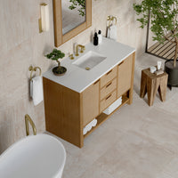 48" Solene Single Vanity, Seaside Oak with White Zeus Top