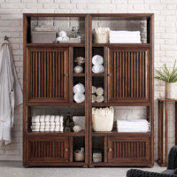 30" Athens Bookcase Linen Cabinet, Mid Century Acacia