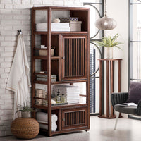 30" Athens Bookcase Linen Cabinet, Mid Century Acacia