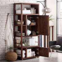 30" Athens Bookcase Linen Cabinet, Mid Century Acacia