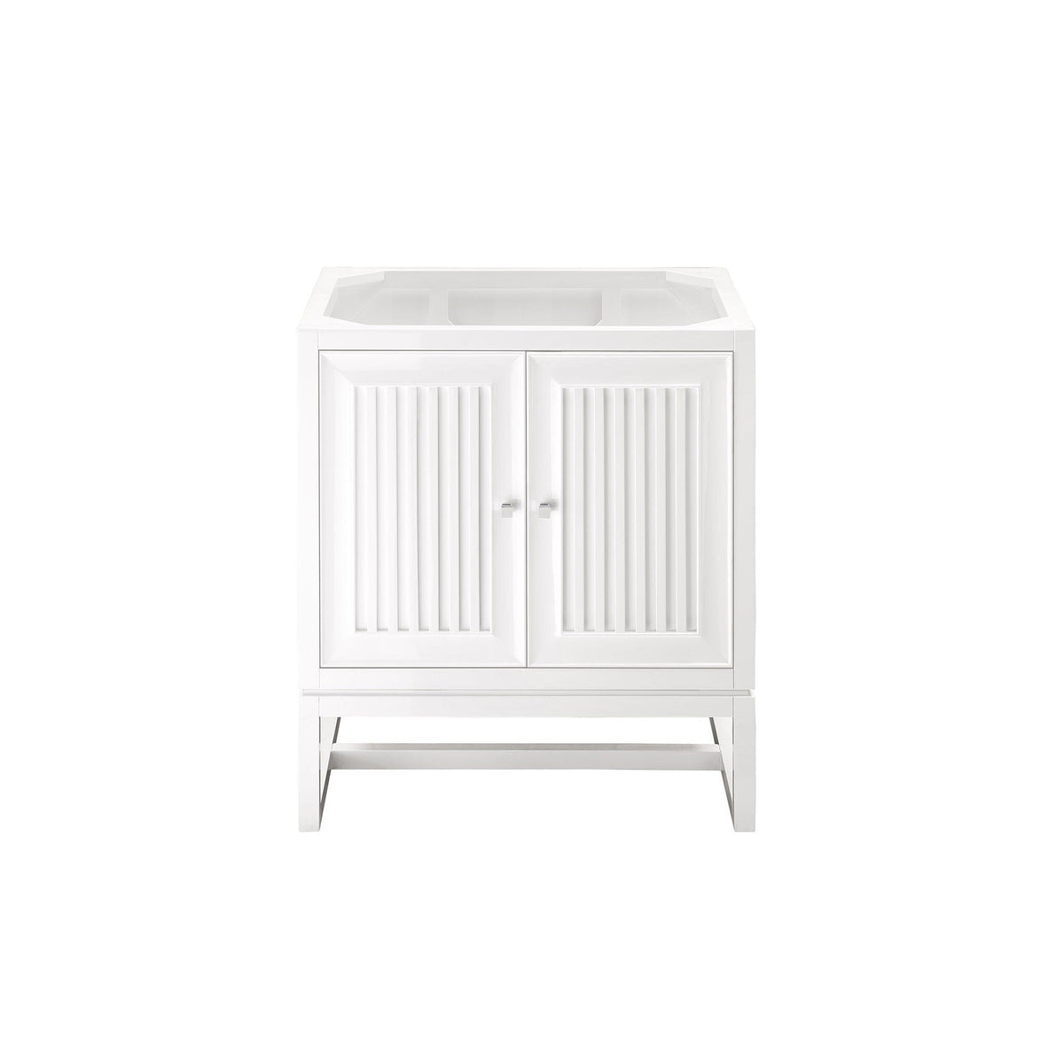 30" Athens Single Vanity Cabinet, Glossy White w/ White Zeus Quartz Top