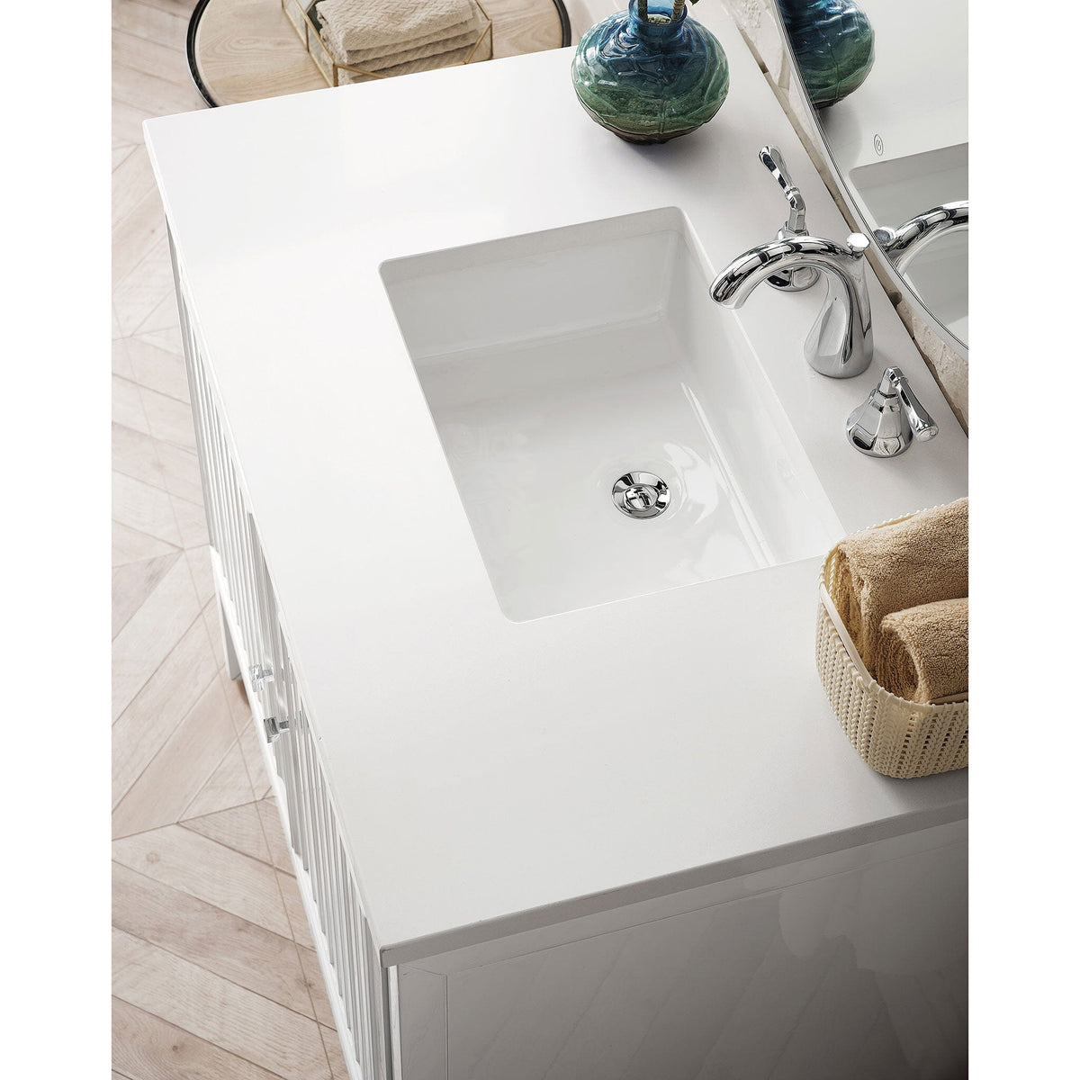 36" Athens Single Bathroom Vanity, Glossy White w/ White Zeus Quartz Top