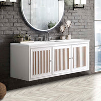 60" Athens Single Bathroom Vanity, Glossy White w/ White Zeus Quartz Top