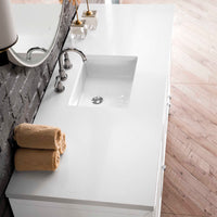 60" Athens Single Bathroom Vanity, Glossy White w/ White Zeus Quartz Top