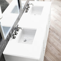 72" Athens Double Bathroom Vanity, Glossy White w/ White Zeus Quartz Top