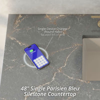 Brittany 48" Single Vanity, Bright White w/ 3 CM Parisien Bleu Silestone Top w/FreePower Wireless Charger
