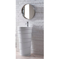 17.5" Quebec Solid Surface Pedestal Bathroom Sink, Bright White