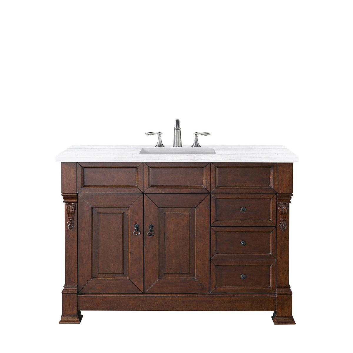 48" Brookfield Single Bathroom Vanity, Warm Cherry - vanitiesdepot.com