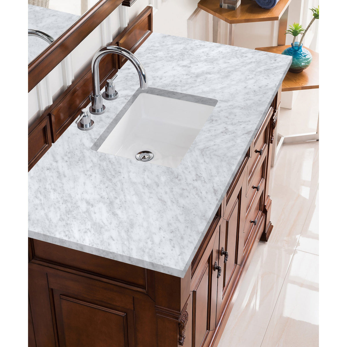 48" Brookfield Single Bathroom Vanity, Warm Cherry - vanitiesdepot.com