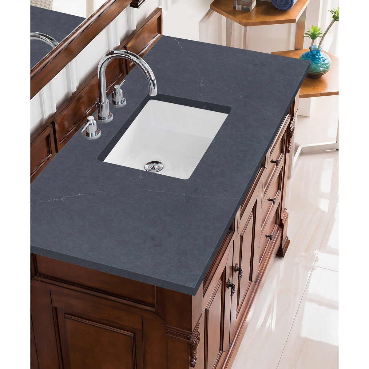 48" Brookfield Single Bathroom Vanity, Warm Cherry - vanitiesdepot.com