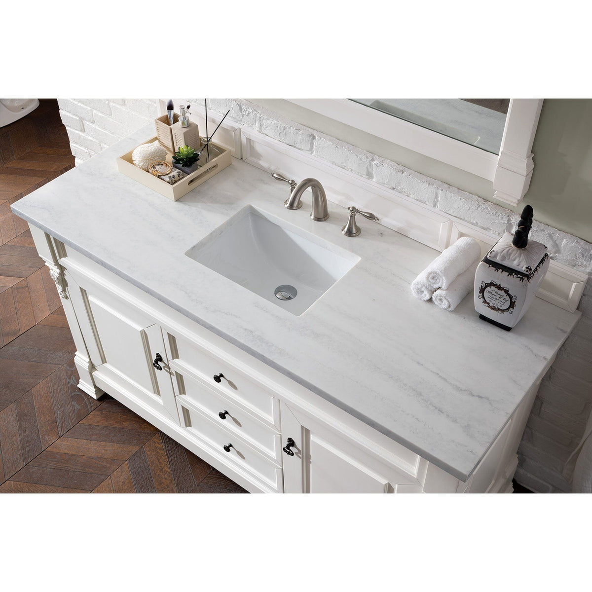 60" Brookfield Single Bathroom Vanity, Bright White - vanitiesdepot.com