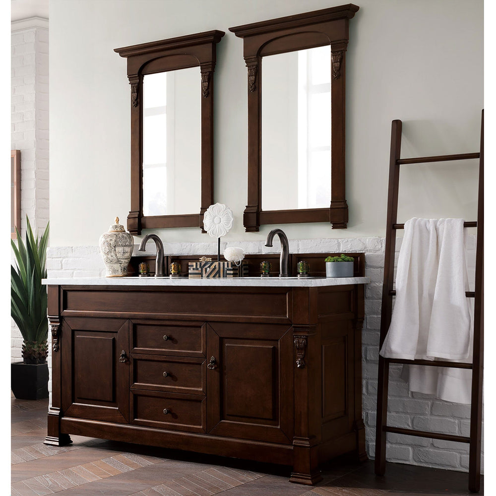 60" Brookfield Double Bathroom Vanity, Burnished Mahogany Vanities Depot