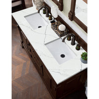 60" Brookfield Double Bathroom Vanity, Burnished Mahogany - vanitiesdepot.com