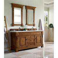60" Brookfield Double Bathroom Vanity, Country Oak - vanitiesdepot.com