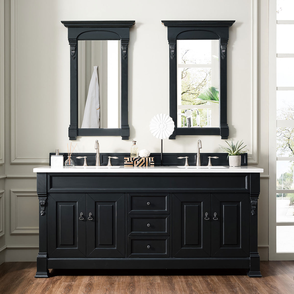 72 Brookfield Double Bathroom Vanity, Antique Black – Vanities Depot