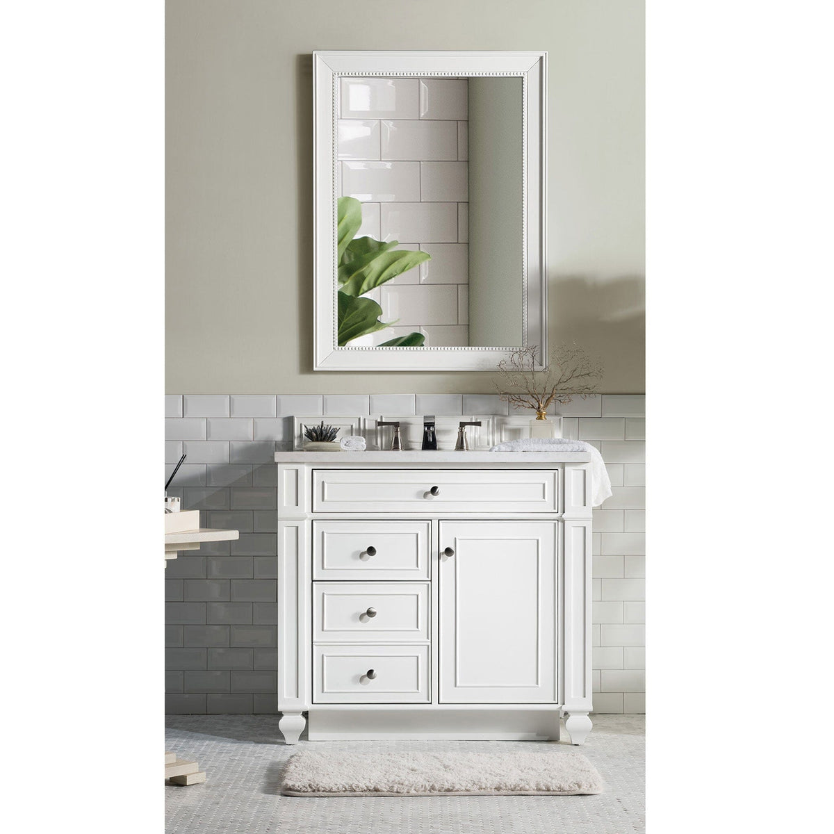36" Bristol Single Bathroom Vanity, Bright White - vanitiesdepot.com