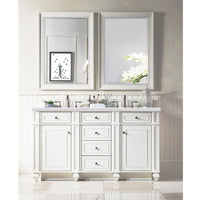 60" Bristol Double Bathroom Vanity, Bright White