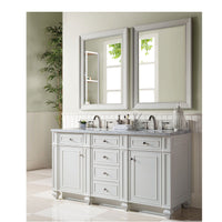 60" Bristol Double Bathroom Vanity, Bright White