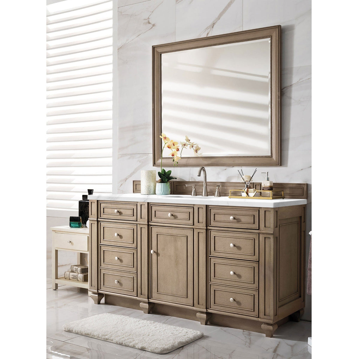 60" Bristol Single Bathroom Vanity, Whitewashed Walnut - vanitiesdepot.com