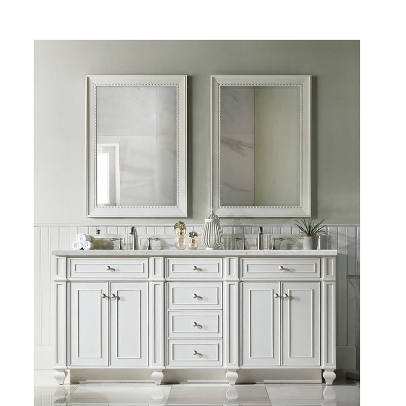 72" Bristol Double Bathroom Vanity, Bright White - vanitiesdepot.com