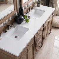 72" Bristol Double Bathroom Vanity, Whitewashed Walnut - vanitiesdepot.com