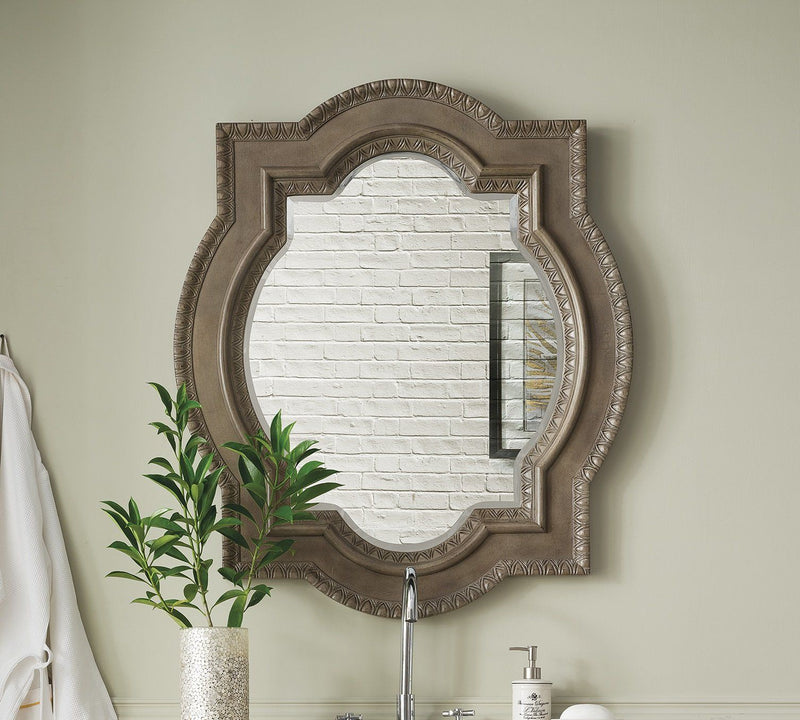 Castilian 35" Double Arch Mirror, Empire Gray - vanitiesdepot.com