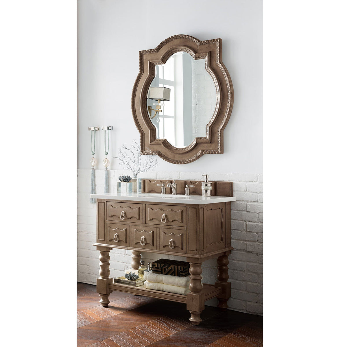 36" Castilian Single Bathroom Vanity, Empire Gray - vanitiesdepot.com