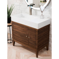 36" Linear Single Bathroom Vanity, Mid-Century Walnut