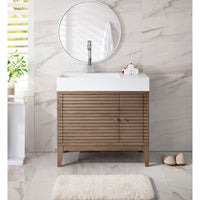 36" Linear Single Bathroom Vanity, Whitewashed Walnut - vanitiesdepot.com