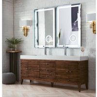 72" Linear Double Bathroom Vanity, Mid-Century Walnut
