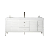 72" Linear Single Bathroom Vanity, Glossy White with Glossy White Composite Top