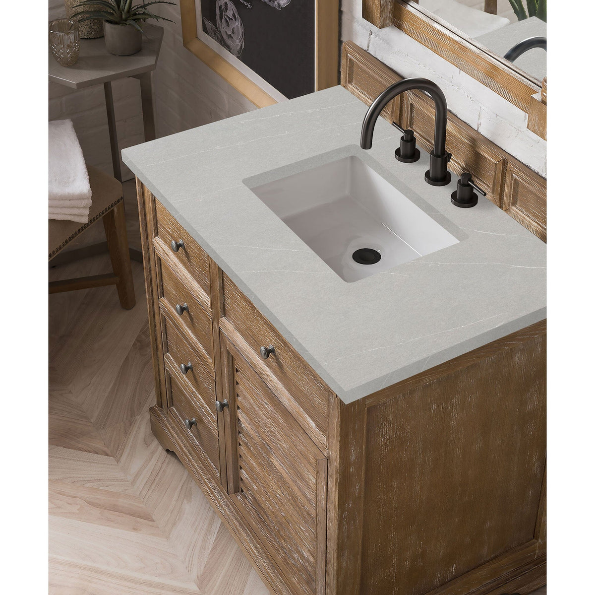 36" Savannah Single Bathroom Vanity, Driftwood - vanitiesdepot.com